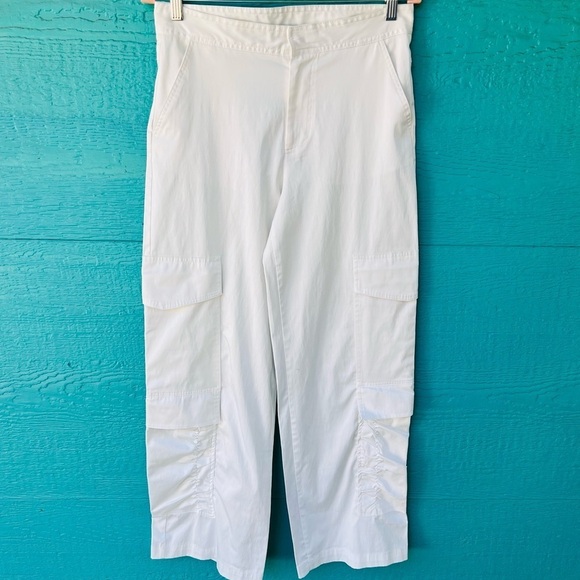ZARA SILKY WIDE LEG DOUBLE CARGO TROUSERS PANTS SIZE SMALL WHITE - Picture 1 of 12